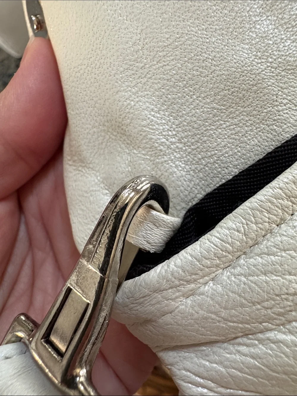 JJ Winters White Ruffle-Trim Wristlet Clutch